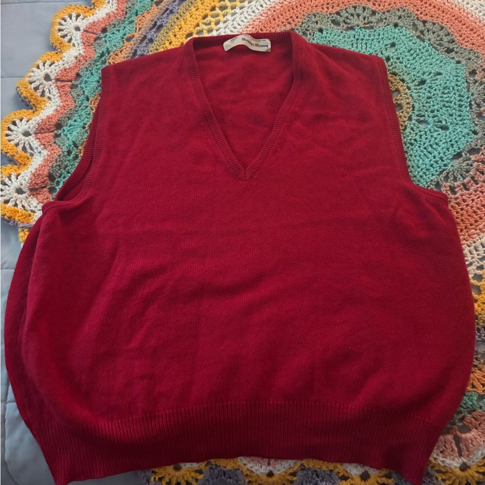Red V-Neck Sweater Vest